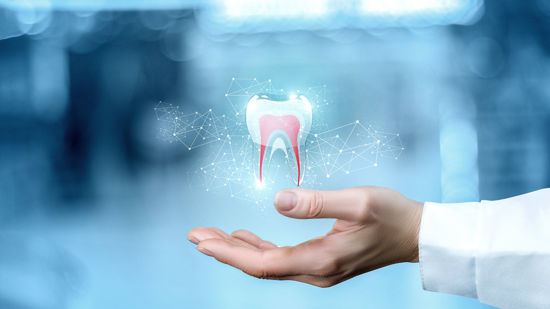 Elaborazione grafica di un dente che necessita di una devitalizzazione perché la polpa dentale è danneggiata